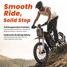 Load image into Gallery viewer, Flydone Electric Dirt Bike for Adults, 𝟰𝟬𝟬𝟬𝗪 𝗣𝗲𝗮𝗸 27AH Electric Bike, 𝟯𝟱𝗠𝗣𝗛 65+ Mile Range, 19" Fat Tire Off-Road Motorcycle, Hydraulic Disc Brakes,Dark Camel
