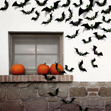 Load image into Gallery viewer, Halloween Decorations Indoor - Bats Halloween Decorations Plastic Spooky Scary 3D Bats for Halloween Party Bathroom Kitchen Home Room Outdoor Wall Glow Eyes Bats Stickers Gothic Decor 56 Pcs
