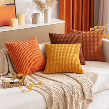 Load image into Gallery viewer, MIULEE Pack of 2 Corduroy Decorative Throw Pillow Covers 18x18 Inch Soft Boho Striped Fall Pillow Covers Modern Farmhouse Home Decor for Sofa Living Room Couch Bed Rust
