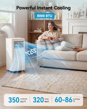 Load image into Gallery viewer, Feelfunn 8000 BTU Portable Air Conditioner, 3-in-1 Cools 350 Sq.Ft, Quiet AC with Fan &amp; Dehumidifier, LED Display, Remote, 24H Timer, Window Kit, for Bedroom/Office/Dorms
