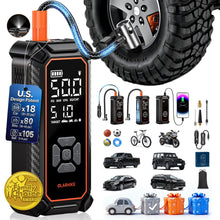 Load image into Gallery viewer, OlarHike Tire Inflator Portable Air Compressor, Lightning-Fast Inflation, Dual Power - 6000mAh &amp; 12V DC, Cordless Air Pump for Car Tires, Bikes, Motorcycle, Balls with LED &amp; Digital Pressure Gauge
