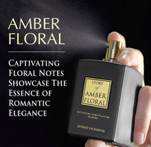 Load image into Gallery viewer, The Story of Amber Floral by Prince Parfums Dubai - 3.4 Ounces Women's Extrait de Parfum - Enchanting Essence of White Florals, Jasmine, &amp; Bulgarian Rose - Luxurious Vanilla &amp; Sandalwood Symphony
