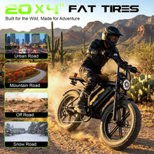 Load image into Gallery viewer, TS TST GRP LLC Electric Bike for Adults, Peak 1500W Motor Retro Ebike, Range 65Miles, 48V 15Ah Removable Battery, 20"x4" Fat Tires, Full Suspension, Off-Road E Bike for City Commuting
