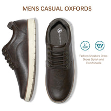 Load image into Gallery viewer, NCCB Men's Casual Dress Sneakers Lace Up Formal Oxfords Dress Shoes for Men Slip-on Comfortable Brown Shoes for Bussiness/Travel/Work Dark Brown Size 9.5
