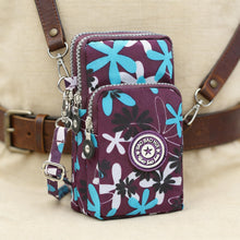Load image into Gallery viewer, Crossbody Fanny Pack for Women Men, 3-Layer Storage Fabric Phone Bag with Adjustable Strap, Lightweight Casual Wallet for Shopping Travel Daily Use, Navy Blue Floral

