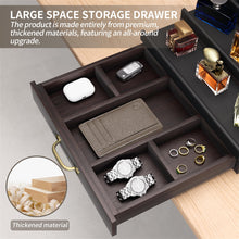 Load image into Gallery viewer, YIKIBOX Cologne Organizer for Men,Wooden Perfume Organizer with Hidden Compartment and Drawer,Cologne Stand Organizer and Storage Display Risers for Dresser,Great Gift for Men/Friend(DarkBrown)
