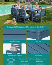 Load image into Gallery viewer, SERWALL Patio Dining Sets for 6 Person, HDPE Dining Set with 6 Armless Chairs, Blue
