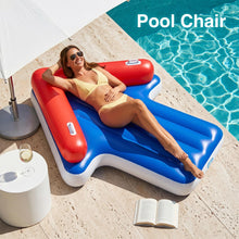 Load image into Gallery viewer, Funscape Inflatable Pool Floats for Adult, Floating Pool Lounger Tanning Bed, Cool Sun Bathing Tan Blow up Raft Floatie W/Handle, Summer Swimming Water Mat, Party Gifts for Beach Backyard Lake - Blue
