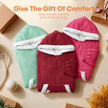 Load image into Gallery viewer, Giggling Getup Wearable Blanket Hoodie for Women Men Gifts for Women Mom Wife Sherpa Fleece Hooded Blanket Sweatshirt Warm Cozy Sherpa Wearable Throw with Pocket &amp; Sleeves for Adult Standard Burgundy

