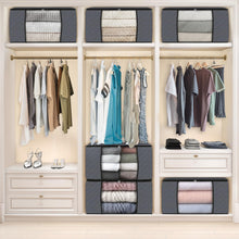 Load image into Gallery viewer, Fab totes 6 Pack Clothes Storage, Foldable Thick Fabric Blanket Storage Bags, Containers for Organizing Bedroom, Closet, Clothing, Comforter,Closet Organization with Handle,Grey
