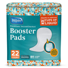 Load image into Gallery viewer, Inspire Ultra Absorbency Incontinence Booster Pads | Absorbs Over 4 Cups! | for Women or Men, Adhesive Strip Use in Incontinence Underwear and Diapers Leak-Free (22 Count)
