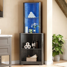 Load image into Gallery viewer, YITAHOME Corner Shelf Stand with Led Light, 5 Tier Corner Bookshelf and Bookcase, Wooden Open Corner Cabinet Display Storage Rack for Bedroom,Living Room,Dining Room,Home Office,Kitchen, Charcoal Gray
