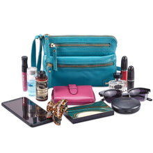 Load image into Gallery viewer, Wise Owl Accessories Small Crossbody Sling Bag Real Leather Purse for Women Crossover Trendy Shoulder Handbag (Turquoise Green Nappa)
