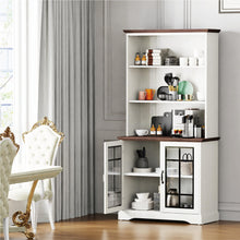 Load image into Gallery viewer, blini 5 Shelf Tall Bookcase with Glass Doors White Bookshelf 31in Wide Display Standing Storage Shelf 72in Tall Wood Book Shelves for Bedroom Living Room Office Library
