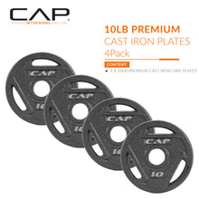 Load image into Gallery viewer, CAP Barbell 2-Inch Olympic Grip Weight Plate, 10 lb, Set of 4,Black
