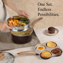 Load image into Gallery viewer, CAROTE 21 PCS Ceramic Cookware Set, Pots and Pans Set Non Stick, Pot and Pan Set with Frying Pan, Induction Ready Cooking Set for Kitchen, PFOS/PFOA/PFAS Free, Brown

