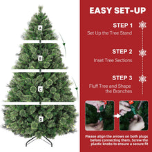 Load image into Gallery viewer, Hykolity 6 ft Prelit Christmas Tree, Artificial Christmas Pine Tree with 350 Warm White LED Lights, 1016 PVC Branch Tips &amp; Needles, Metal Stand and Hinged Branches
