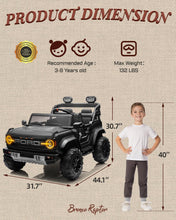 Load image into Gallery viewer, First Ride On 24V Ride on Toys for Big Kids, Licensed Ford Bronco Raptor Electric Car 2 Seater with Remote Control, Kids Ride on Cars w/ 2-Seater, 4.3 Mph Max Speed, Soft Start Function (24V, Black)
