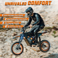 Load image into Gallery viewer, Windone RM7 Electric Dirt Bike for Teens &amp; Adults, 48V 22.5Ah, 37MPH &amp; 45-Mile Electric Motorcycle, 2200W Ebike, 14"/12" Off-Road Tire E-Bike, Dual Hydraulic Brakes, Full Suspension, Glossy Black
