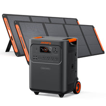 Load image into Gallery viewer, Jackery HomePower 3600 Plus Portable Power Station with 2x 200W Solar Panels, 3600W AC Output, 3584Wh LFP Solar Generator, Expandable up to 21kWh, Essential Home Backup for Home Use, Emergencies, RV

