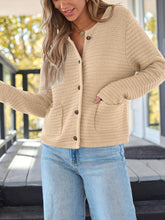 Load image into Gallery viewer, LILLUSORY Cardigan for Women Cropped Cardigan Sweaters Trendy 2024 with Pockets Lightweight Open Front Button Knit Cardigan Apricot
