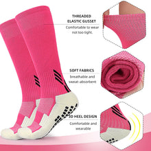 Load image into Gallery viewer, Kids Grip Socks, [2 Pairs] Non Slip Training Athletic Soccer Socks for Youth Boys and Girls Anti Slip Socks (pink)
