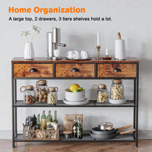 Load image into Gallery viewer, Furologee 5 Tier Bookshelf and Entryway Table Set, Adjustable Tall Bookcase with 2 Drawers, 38'' Console Sofa Table with 3 Fabric Drawers
