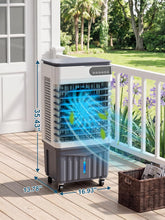 Load image into Gallery viewer, 3200CFM Swamp Cooler, 4-IN-1 Evaporative Air Conditioners With 10.5 Gal Water Tank, 4 Ice Packs, Remote, 12H Timer, 120°Oscillation, 36”Portable Cooling Fan with 3 Modes&amp;Speeds for Bedroom Indoor Room
