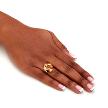 Load image into Gallery viewer, PalmBeach Yellow Gold-plated Genuine Gemstone and Crytal Cluster Ring Sizes 5-10 Size 9
