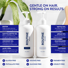 Load image into Gallery viewer, Routine Wellness Shampoo and Conditioner Set and Hair Serum for Thinning Hair - DHT Blocker Women &amp; Men - Color Safe Shampoo for Hair Loss &amp; Healthier Hair - Rose Hips Set + Hair Serum
