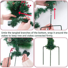 Load image into Gallery viewer, Glintoper Lighted Artificial Christmas Urn Filler, Pre-lit Xmas Pine Trees with Cones, Golden &amp; Red Berries, Tripod Stake and 60 LED Lights, Outdoor Light Up Planter Filler Holiday Home Decor, 2 Pack
