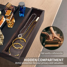 Load image into Gallery viewer, YIKIBOX Cologne Organizer for Men,Wooden Perfume Organizer with Hidden Compartment and Drawer,Cologne Stand Organizer and Storage Display Risers for Dresser,Great Gift for Men/Friend(DarkBrown)
