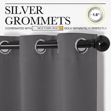 Load image into Gallery viewer, NICETOWN Grey Blackout Curtain Panels for Bedroom, 2 Panels, W29 x L36-inch, Thermal Insulated Grommet Top Blackout Draperies and Drapes for Basement
