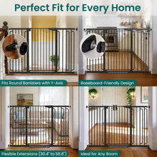Load image into Gallery viewer, Cumbor 36" Extra Tall Baby Gate for Stairs, 30.4-56.8" Extra Wide Dog Gate Indoor, Dual Lock &amp; Self-Closing Child Gate for Doorways, Hallways &amp; Large Opening, Safety Baby Proofing for the House, Black
