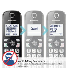 Load image into Gallery viewer, Panasonic Cordless Phone with Answering Machine, Advanced Call Block, Bilingual Caller ID and High-Contrast Display, Expandable System with 3 Handset Cordless Telephones - KX-TGD833M (Metallic Black)
