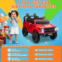 Load image into Gallery viewer, ENYOPRO Licensed Ford F-150 Raptor 24V Ride on Toys for Big Kids, 2 Seater Ride on Car for Boys &amp; Girls with Remote Control, Kids Electric Vehicle with 4 Wheels Suspension, Bluetooth (Red)
