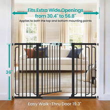 Load image into Gallery viewer, Cumbor 36" Extra Tall Baby Gate for Stairs, 30.4-56.8" Extra Wide Dog Gate Indoor, Dual Lock &amp; Self-Closing Child Gate for Doorways, Hallways &amp; Large Opening, Safety Baby Proofing for the House, Black
