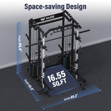 Load image into Gallery viewer, Major Fitness Drone2 Premium Smith△ Machine, All-in-One Home Gym Squat Rack with Aluminum Pulley Set, Weight Bar (BK D2AW Package(with Red Bench+230lb))
