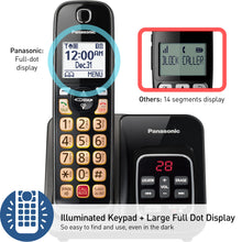 Load image into Gallery viewer, Panasonic Cordless Phone with Answering Machine, Advanced Call Block, Bilingual Caller ID and High-Contrast Display, Expandable System with 3 Handset Cordless Telephones - KX-TGD833M (Metallic Black)
