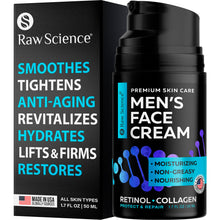 Load image into Gallery viewer, Men's Face Cream: Retinol Anti Aging Face Moisturizer for Men with Collagen, Hyaluronic Acid - Day &amp; Night Anti Wrinkle Mens Skin Care - Vitamins E &amp; A, Avocado Oil Facial Moisturizer for Man - 1.7 Oz
