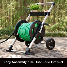 Load image into Gallery viewer, Liberty Garden 304 Explorer Two Wheel Hose Reel Cart, Aluminum, Holds 250-feet of 5/8" Hose, Silver/Black
