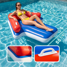 Load image into Gallery viewer, Funscape Inflatable Pool Floats for Adult, Floating Pool Lounger Tanning Bed, Cool Sun Bathing Tan Blow up Raft Floatie W/Handle, Summer Swimming Water Mat, Party Gifts for Beach Backyard Lake - Blue
