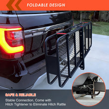 Load image into Gallery viewer, Hitch Mount Cargo Carrier Basket 60"*25"*6"+Waterproof Bag 25 Cubic Feet(60"*24"*31"),and Cargo Net with Attachment Hooks,Ratchet Straps,Hitch Stabilizer.500 Lbs Capacity,Foldable,fit 2" Receiver
