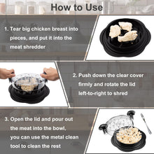 Load image into Gallery viewer, SURETIVIAN Chicken Shredder Large Chicken Breast Shredder Tool Twist with Brush&amp;Fork, Visible Meat Shredder Machine, Strong Anti-Slip Strip, Ergonomic Handle, BPA Free, Suitable for Pork Beef Chicken

