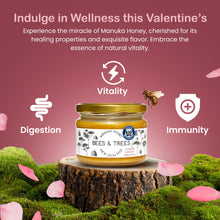 Load image into Gallery viewer, Bees &amp; Trees Manuka Honey 830+ MGO – New Zealand Pure Monofloral, Raw, Bioactive – Unpasteurized Superfood for Wellness – Bioactive, Nutrient-Packed for Immunity &amp; Vitality - 300g (10.6oz) Glass Jar
