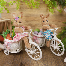Load image into Gallery viewer, Juegoal Set of 2 Easter Tabletop Decorations Bunny Couple, 10" Rabbits Ride Bike, Cute Animal Figurine Gift, Easter Basket Filler Spring Home Kitchen Room Ornament
