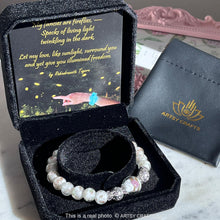 Load image into Gallery viewer, ARTSY Crafts Glow in the Dark Firefly Beads Bracelet for Women, Luminous Glass Beads Healing Crystal Glowing Beaded Bracelets, Mermaid Bracelet, Stretch Stackable Bangle Wristband (White)
