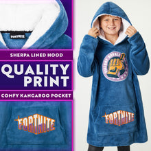 Load image into Gallery viewer, Fortnite Blanket Hoodie Gifts for Boys Teens, Oversized Fleece Pullover with Sherpa-Lined Hood, Wearable Blanket for Gamers (Blue)
