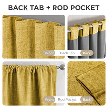 Load image into Gallery viewer, Joydeco Blackout Curtains for Bedroom - 100% Light Blocking 2 Panels Set Yellow Drapes 42"W x 108"L, Thermal Insulated Room Darkening Curtains, Linen Textured for Living Room, Rod Pocket &amp; Back Tabs
