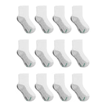 Load image into Gallery viewer, Hanes Boys Socks, Double Tough Cushioned Ankle And No Show, 12-pair Packs Athletic-socks, Ankle - White/Grey Bottom - 12 Pack, Medium US
